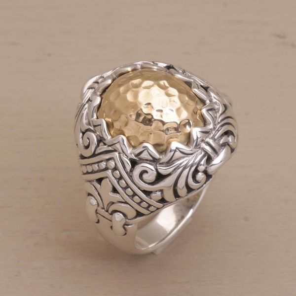 Alternate image for Gold Accent Sterling Silver Cocktail Ring from Bali Altar Gift