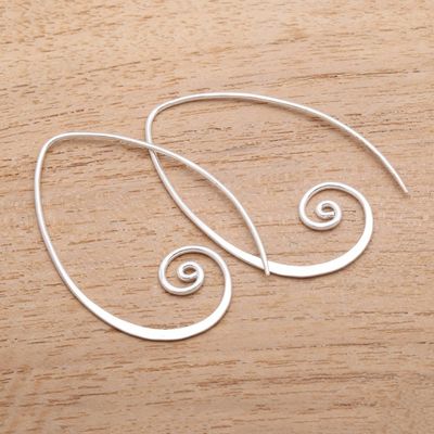 Alternate image for Curling Sterling Silver Half-Hoop Earrings from Bali Spiral Curls