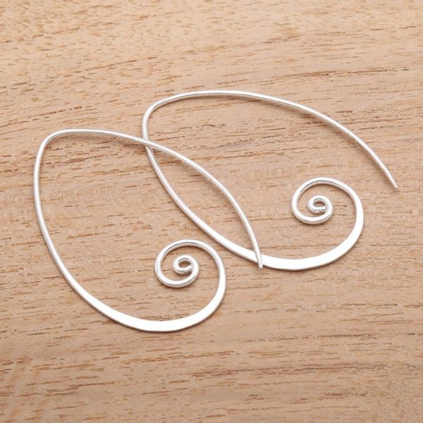 Alternate image for Curling Sterling Silver Half-Hoop Earrings from Bali Spiral Curls