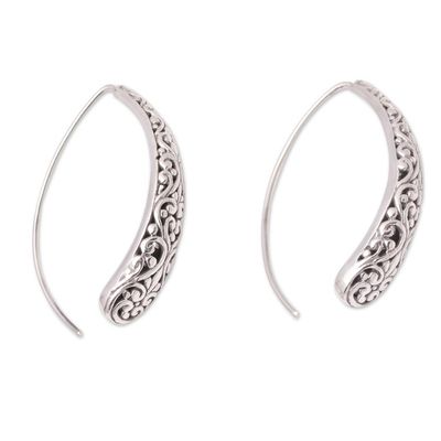 Alternate image for Vine Pattern Sterling Silver Drop Earrings from Bali Vine Descent
