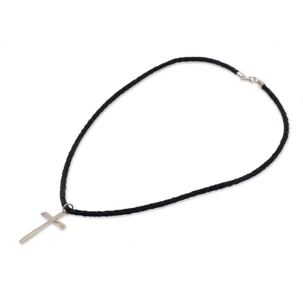 Alternate image for Mens Sterling Silver Cross Necklace Holy Sacrifice