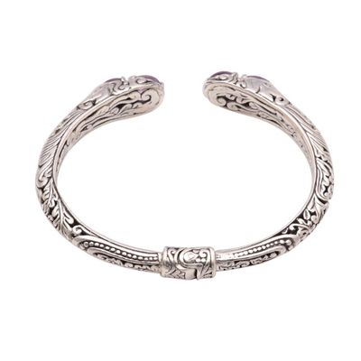 Alternate image for 4-Carat Elephant-Themed Amethyst Cuff Bracelet from Bali Elephants Treasure