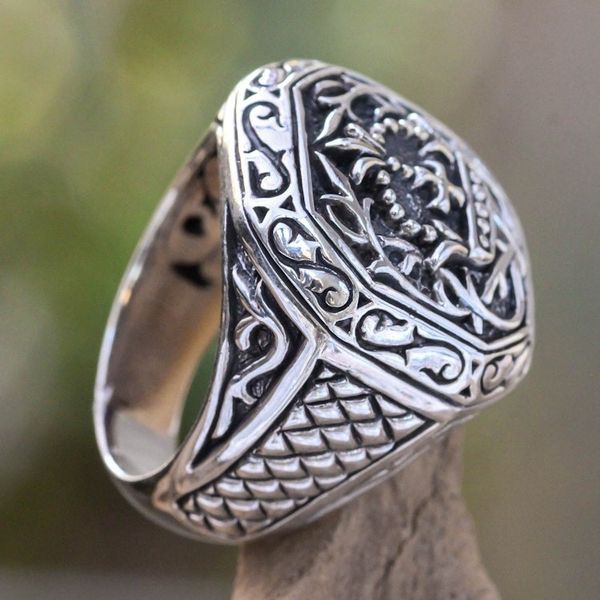 Alternate image for Mens Sterling Silver Cross Signet Ring Cardinal