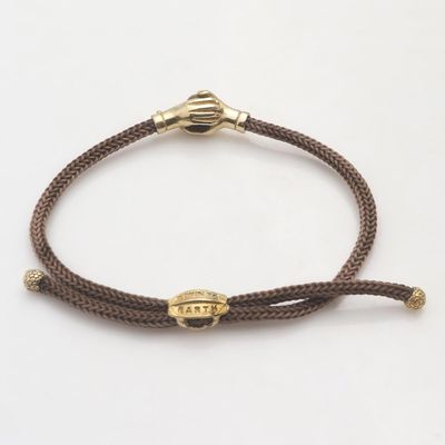 Alternate image for Bali Brass and Tigers Eye Brown Cord Unity Bracelet Golden Brown Handshake