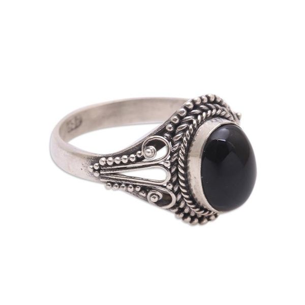 Alternate image for Handmade Onyx Single-Stone Ring from Bali Princess Gem