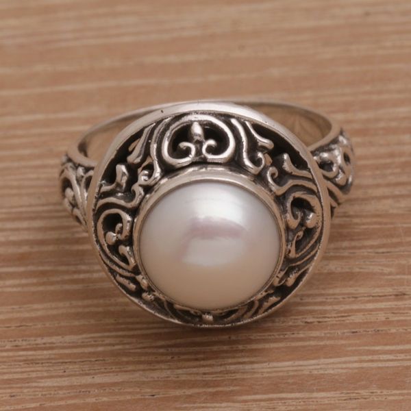 Alternate image for Handmade 925 Sterling Silver Cultured Pearl Cocktail Ring Shining Kingdom