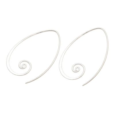 Alternate image for Curling Sterling Silver Half-Hoop Earrings from Bali Spiral Curls