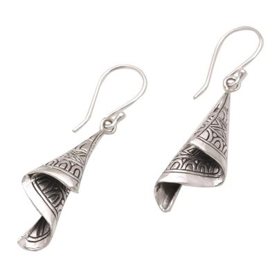 Alternate image for Sterling Silver Cultural Dangle Earrings from Bali Shining Songket