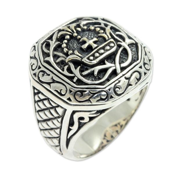 Alternate image for Mens Sterling Silver Cross Signet Ring Cardinal