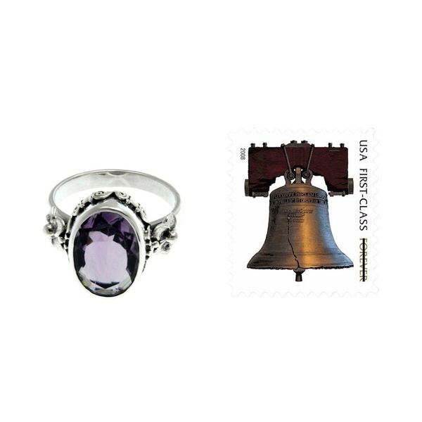 Alternate image for Handcrafted Floral Sterling Silver and Amethyst Ring Frangipani Allure