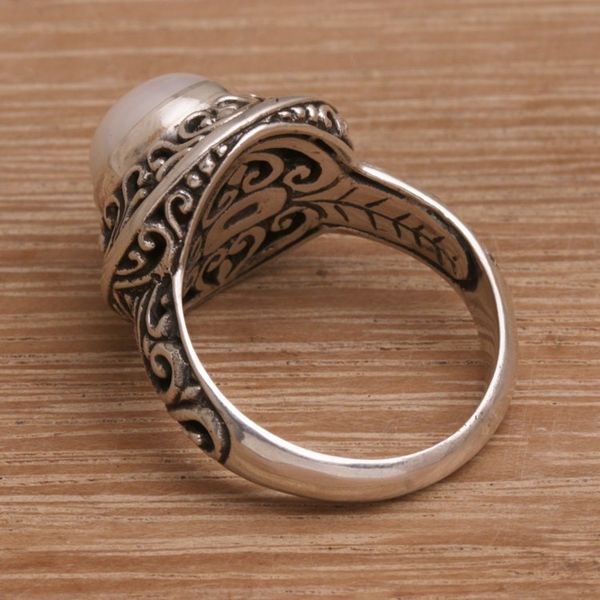 Alternate image for Handmade 925 Sterling Silver Cultured Pearl Cocktail Ring Shining Kingdom