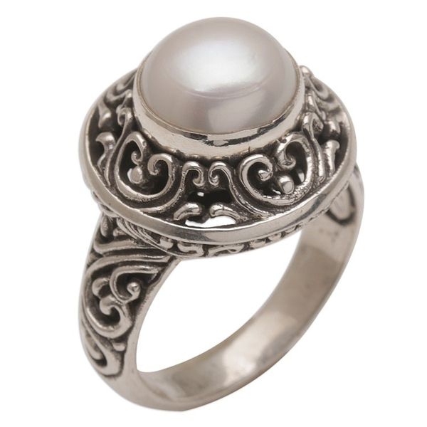 Alternate image for Handmade 925 Sterling Silver Cultured Pearl Cocktail Ring Shining Kingdom