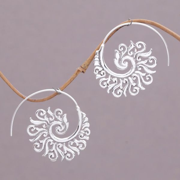 Alternate image for 925 Sterling Silver Half Hoop Earrings from Indonesia Spiral Beauty