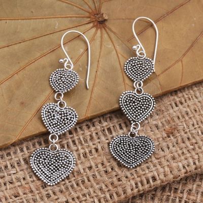 Alternate image for Sterling Silver Heart Dangle Earrings Jawan Hearts