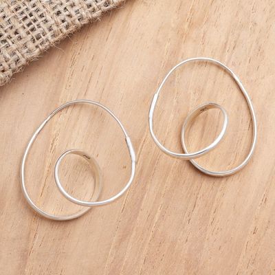 Alternate image for Artisan Crafted Sterling Silver Hoop Earrings Roller Coaster Ride