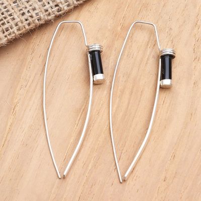 Alternate image for Sterling Silver and Onyx Drop Earrings Power of Love