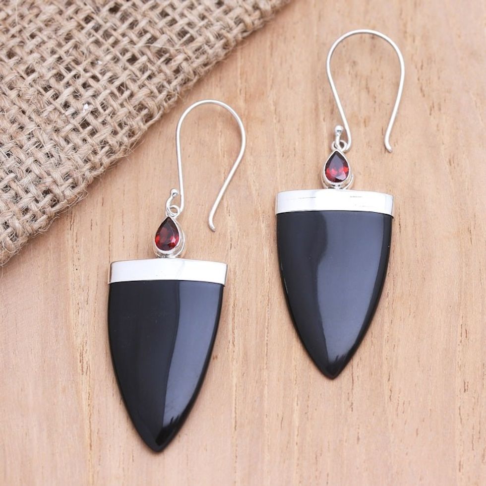 Hand Made Garnet Dangle Earrings 'True Confidence'