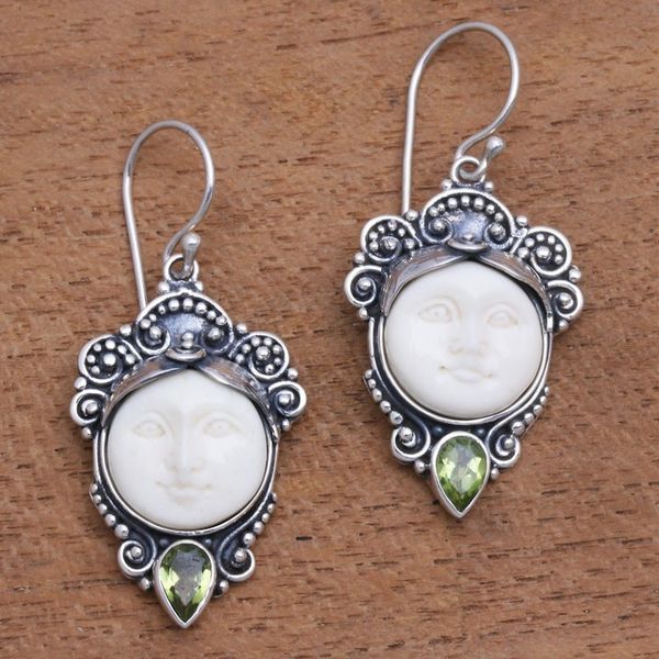 Alternate image for Peridot Dangle Earrings from Bali Honest Guardians