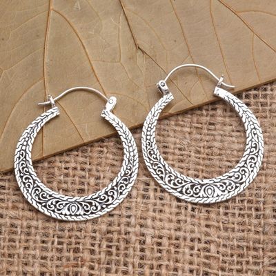 Alternate image for Sterling Silver Hoop Earrings from Bali Sukawati Circles