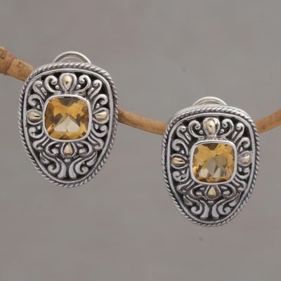 Alternate image for Citrine and Sterling Silver Drop Earrings with Gold Accents Luxurious Swirls