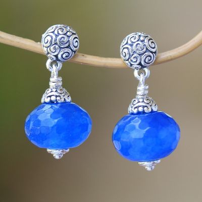 Alternate image for Blue Chalcedony Dangle Earrings from Bali Azure Buddha