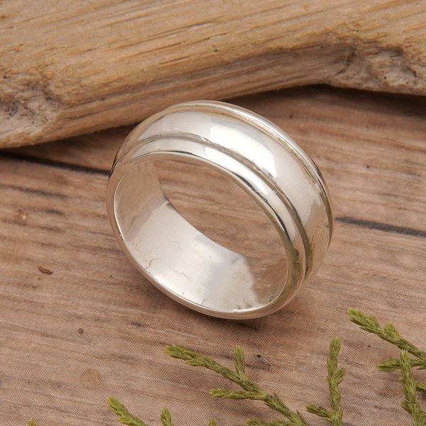 Alternate image for Mens Polished Sterling Silver Spinner Ring Made in Bali Gallant Me