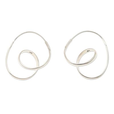 Alternate image for Artisan Crafted Sterling Silver Hoop Earrings Roller Coaster Ride
