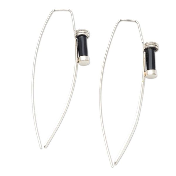 Alternate image for Sterling Silver and Onyx Drop Earrings Power of Love