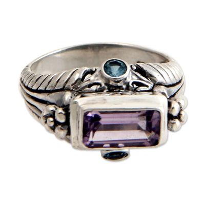 Alternate image for Amethyst and Sterling Silver Cocktail Ring Sea Temple
