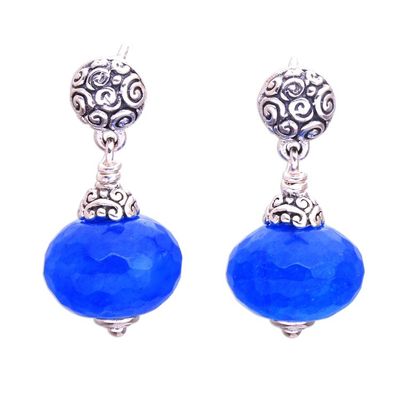 Alternate image for Blue Chalcedony Dangle Earrings from Bali Azure Buddha