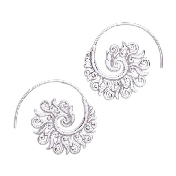 Alternate image for 925 Sterling Silver Half Hoop Earrings from Indonesia Spiral Beauty