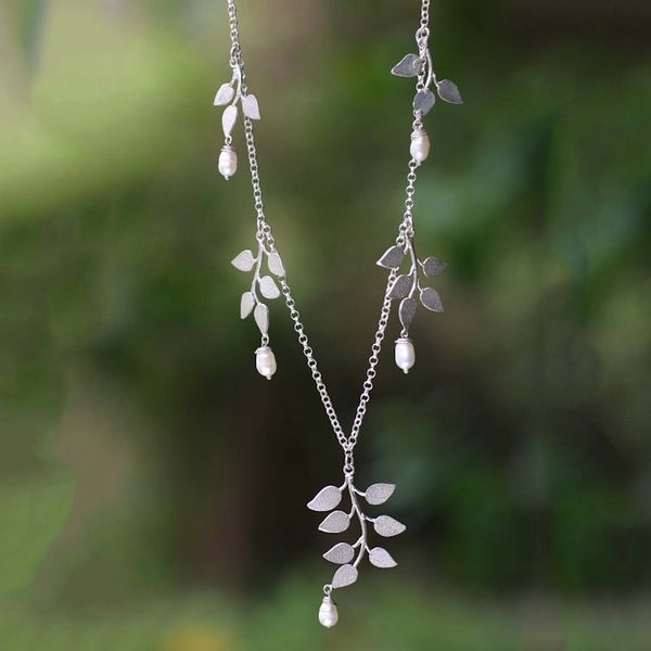 Alternate image for Sterling Silver and Pearl Necklace Cloud Forest