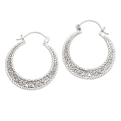 Alternate image for Sterling Silver Hoop Earrings from Bali Sukawati Circles