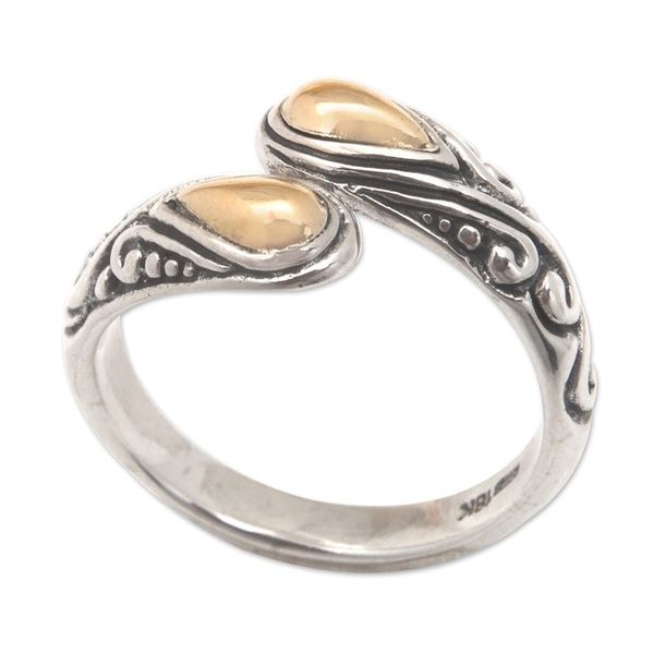 Alternate image for Traditional Sterling Silver Cocktail Ring with Gold Accents Golden Fates