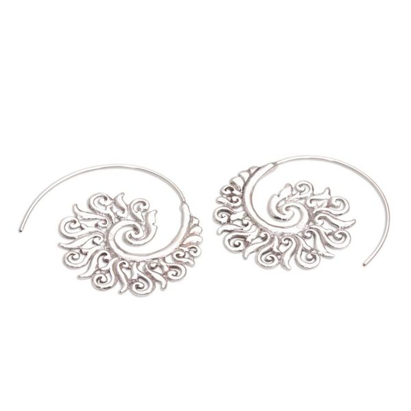 Alternate image for 925 Sterling Silver Half Hoop Earrings from Indonesia Spiral Beauty
