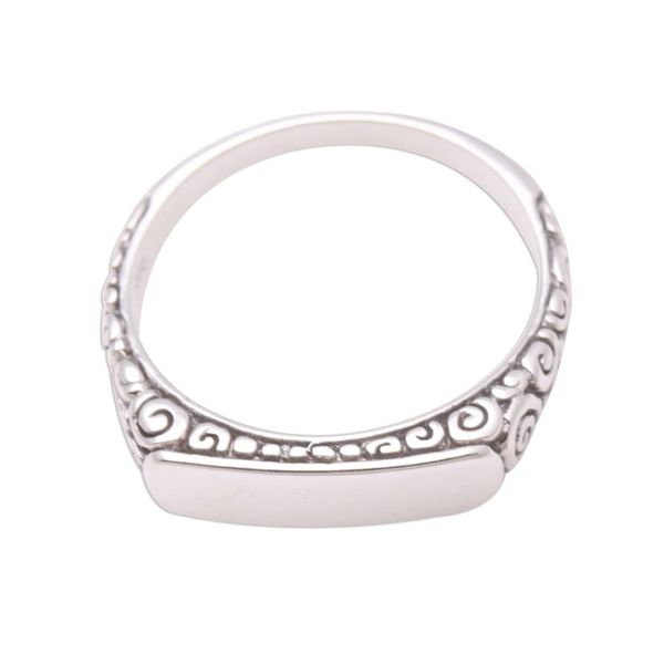 Alternate image for Curl Pattern Sterling Silver Band Ring from Bali Intaglio Beauty
