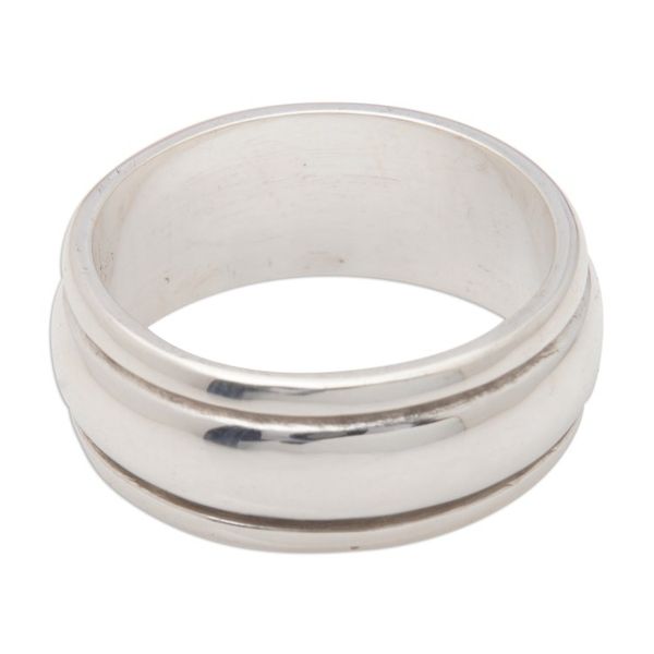 Alternate image for Mens Polished Sterling Silver Spinner Ring Made in Bali Gallant Me