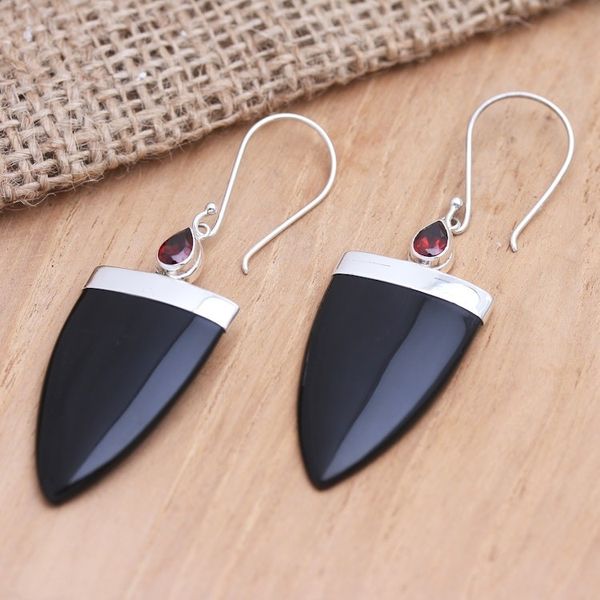 Alternate image for Hand Made Garnet Dangle Earrings True Confidence