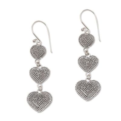 Alternate image for Sterling Silver Heart Dangle Earrings Jawan Hearts