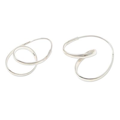 Alternate image for Artisan Crafted Sterling Silver Hoop Earrings Roller Coaster Ride