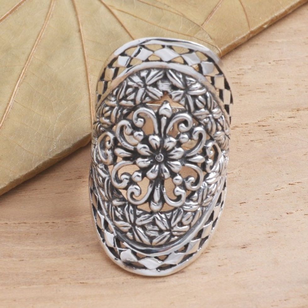 Sterling Silver Flower Ring 'Basket of Blooms'