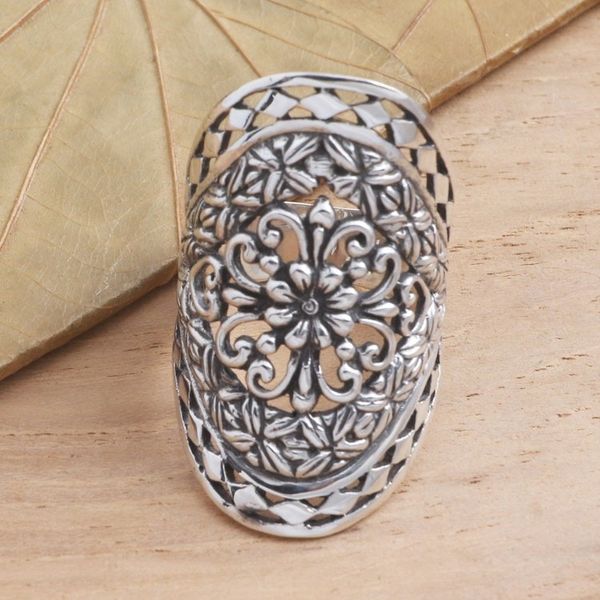 Alternate image for Sterling Silver Flower Ring Basket of Blooms