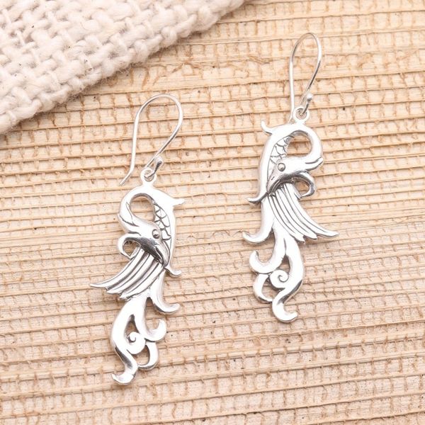 Alternate image for Mythical Bird Sterling Silver Dangle Earrings Mythical Bird