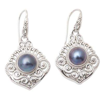 Alternate image for Sterling Silver Dangle Earrings with Cultured Mabe Pearls Bedugul Attraction in Blue