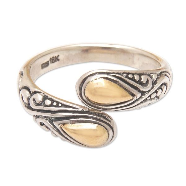 Alternate image for Traditional Sterling Silver Cocktail Ring with Gold Accents Golden Fates