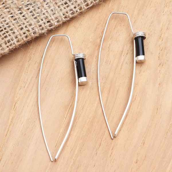 Alternate image for Sterling Silver and Onyx Drop Earrings Power of Love