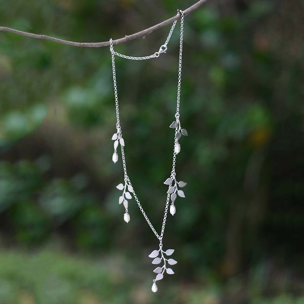 Alternate image for Sterling Silver and Pearl Necklace Cloud Forest