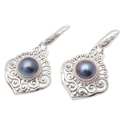Alternate image for Sterling Silver Dangle Earrings with Cultured Mabe Pearls Bedugul Attraction in Blue