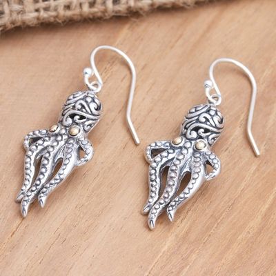 Alternate image for Gold-Accented Dangle Earrings with Octopus Motif Octopus Girl
