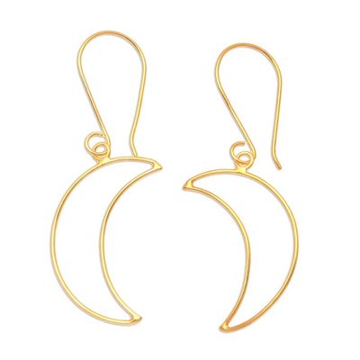 Alternate image for Gold-Plated Crescent Moon Dangle Earrings Moon Money